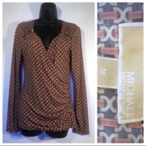 MICHAEL Michael Kors Women’s Sz Med Surplice Long-sleeve Shirt New without Tags